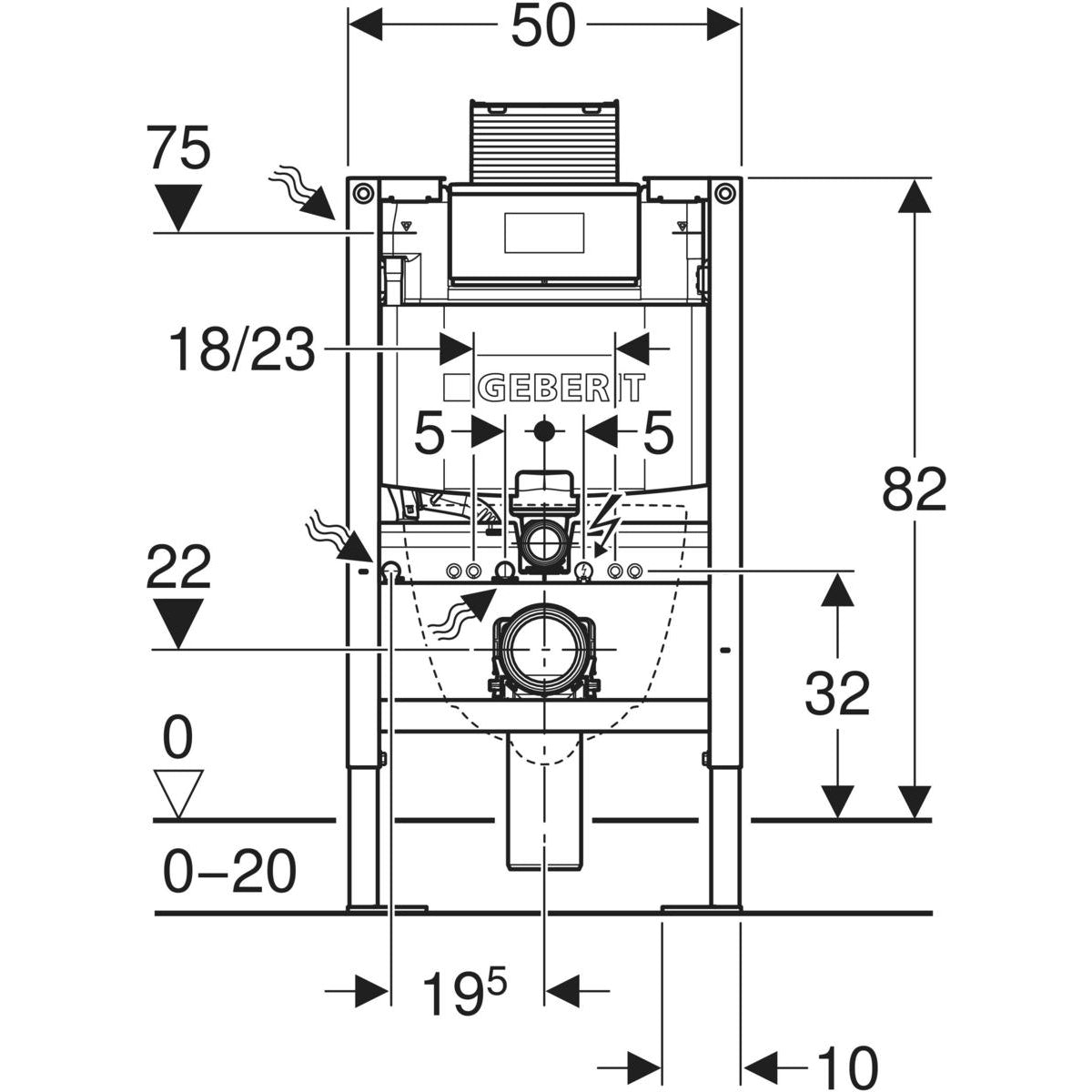 Geberit Duofix Unterputzspülkasten für wandhängendes WC, 82 cm Geberit